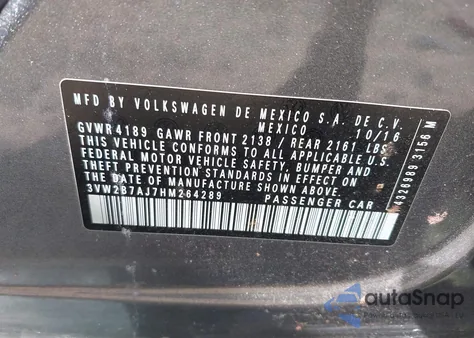 2017 Volkswagen Jetta 1.4T S from USA, damaged, VIN 3VW2B7AJ7HM264289